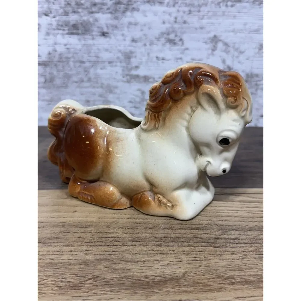 Vtg Ceramic Kneeling Horse Planter Shawnee Pottery MCM